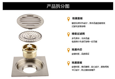 全铜镍络丝直条防虫防臭通用地漏 台州制造的品质之选